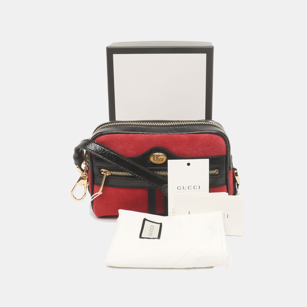 Authenticated pre-owned Ophidia Mini Suede Red - Crossbody Bag at Looply