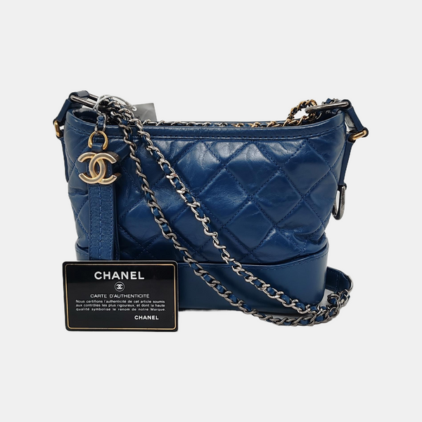 Authenticated pre-owned Gabrielle Small Quilted Calfskin Blue - Crossbody Bag at Looply