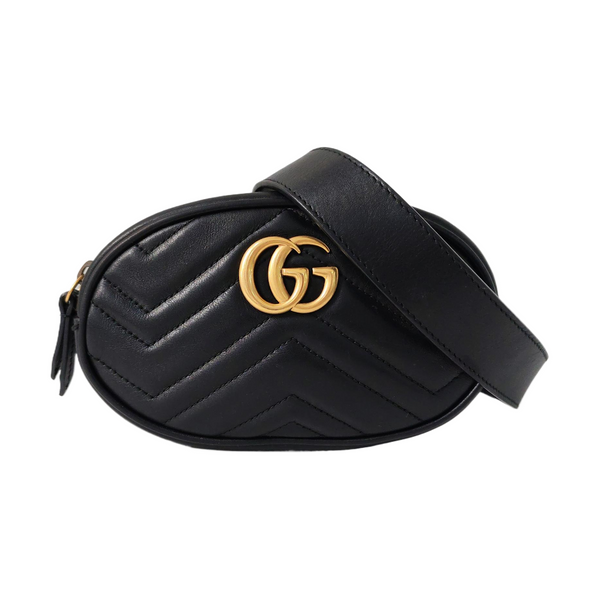 Authenticated pre-owned GG Marmont Calfskin Black - Belt Bag at Looply