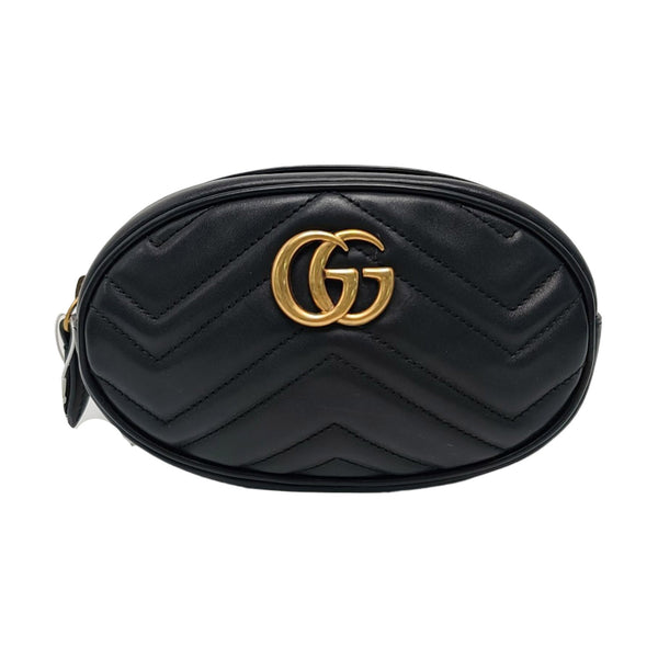 Authenticated pre-owned GG Marmont Calfskin Black - Belt Bag at Looply