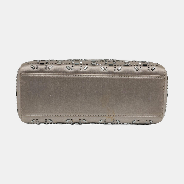 Authenticated pre-owned Lady Dior Mini Silk Satin Gray - Shoulder Bag at Looply