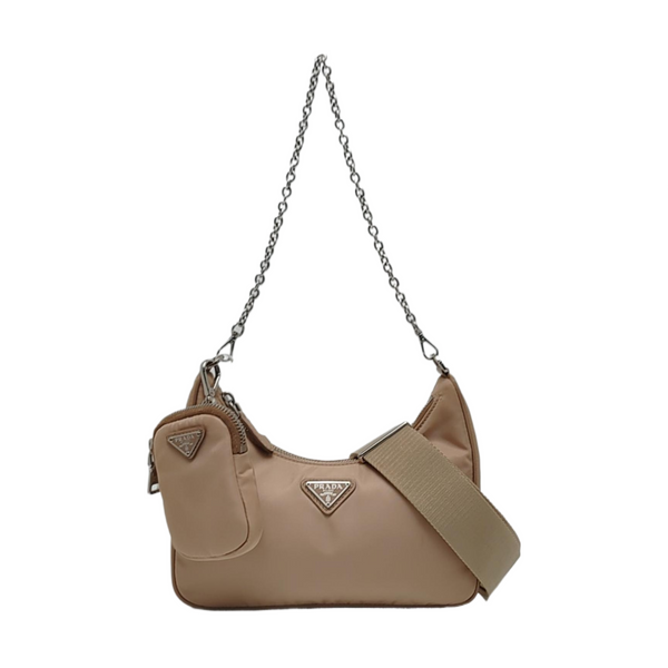 Authenticated pre-owned Re-Edition2005 Nylon Beige - Shoulder Bag at Looply