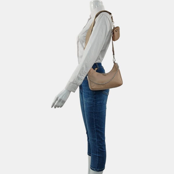 Authenticated pre-owned Re-Edition2005 Nylon Beige - Shoulder Bag at Looply