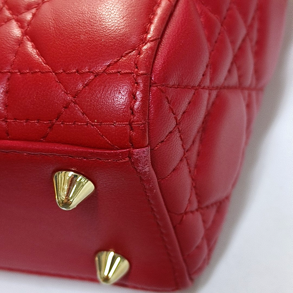 Authenticated pre-owned Lady Dior Small Lambskin Red - Crossbody Bag at Looply