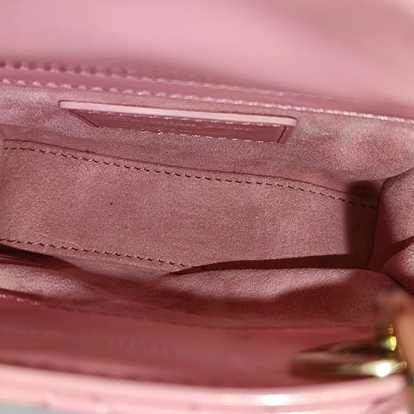 Lady Dior Mini Cannage Patent Leather Pink
