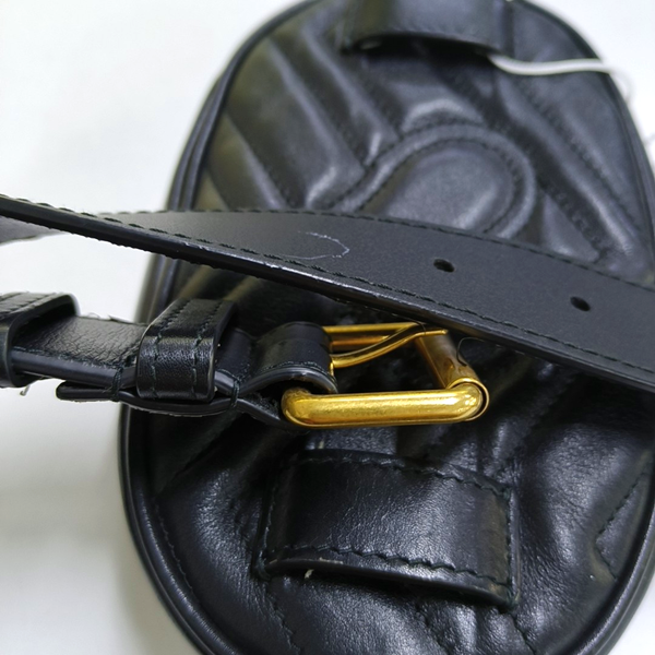 Authenticated pre-owned GG Marmont Calfskin Black - Belt Bag at Looply