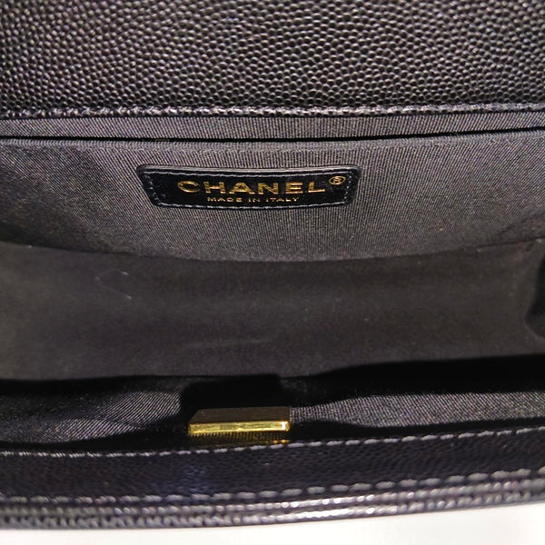BOY CHANEL Medium Quilted Grained Calfskin Black