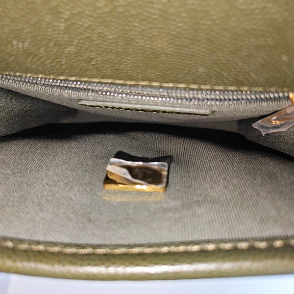 Quilted Grained Calfskin Small Green