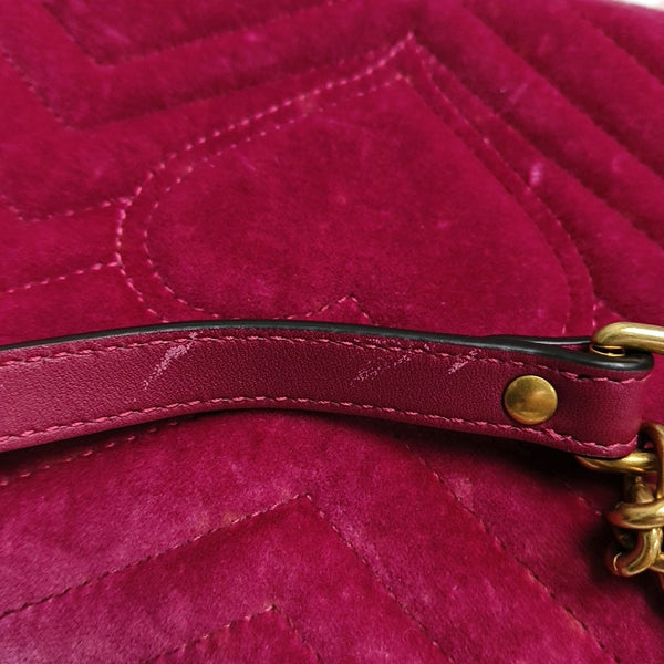 Authenticated pre-owned GG Marmont Medium Velvet Pink - Crossbody Bag at Looply
