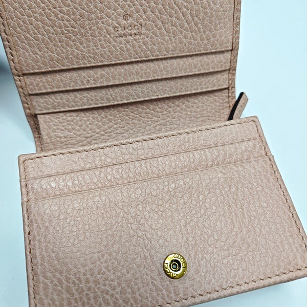 Authenticated pre-owned GG Marmont Calfskin Pink Card Holder - Card Holder at Looply