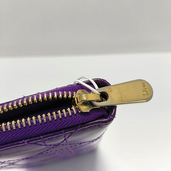 Authenticated pre-owned Lady Dior Patent Leather Purple Wallet - Wallet at Looply