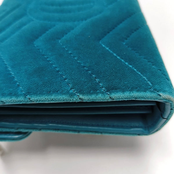 Authenticated pre-owned GG Marmont Mini Velvet Blue - Shoulder Bag at Looply