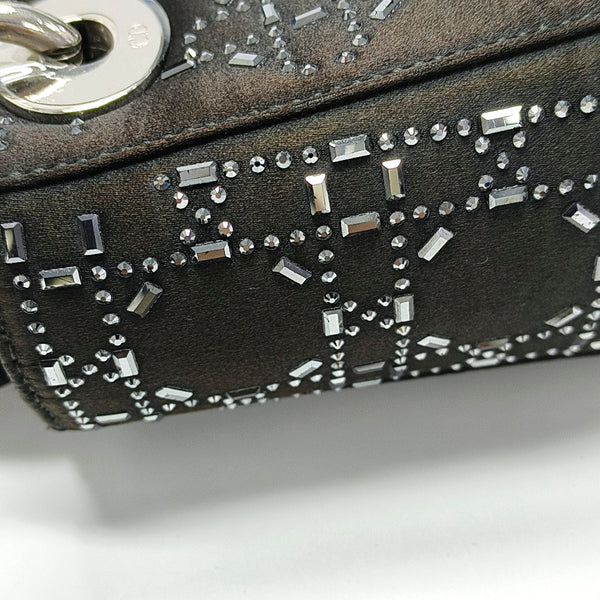 Authenticated pre-owned Lady Dior Mini Silk Satin Black - Shoulder Bag at Looply