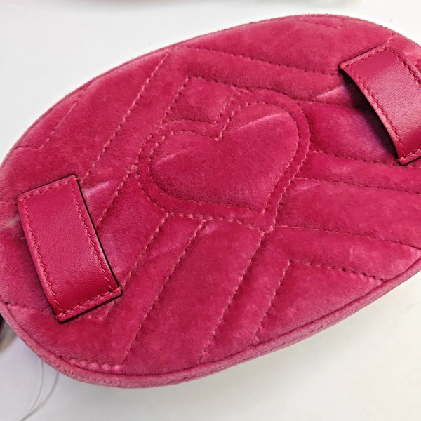Authenticated pre-owned GG Marmont Velvet Pink - Belt Bag at Looply