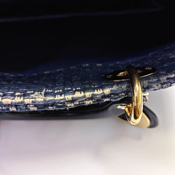 Authenticated pre-owned Lady D-Joy Medium Fabric Blue - Shoulder Bag at Looply