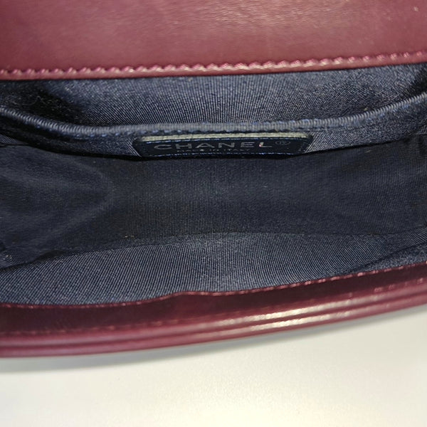Authenticated pre-owned Boy Chanel Small Velvet Burgundy - Shoulder Bag at Looply