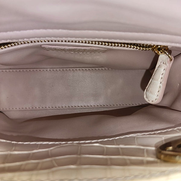 Lady Dior Mini Crocodile Beige