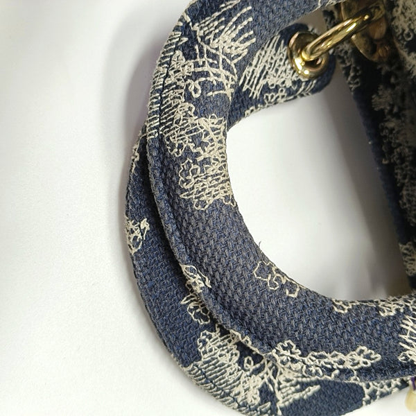Authenticated pre-owned Lady Dior Mini Canvas Blue - Shoulder Bag at Looply