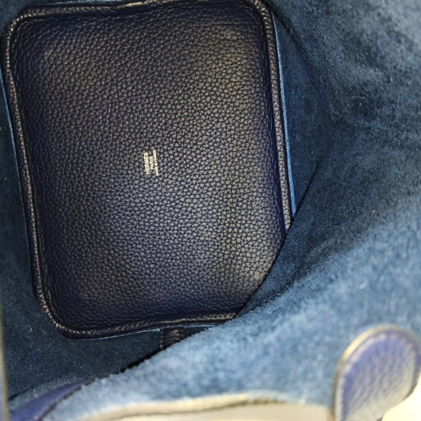 Authenticated pre-owned Picotin Lock 22 Clemence Blue - Top Handle Bag at Looply