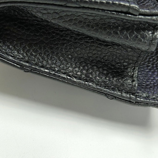 Authenticated pre-owned Classic Flap Quilted Grained Calfskin Black Card Holder - Card Holder at Looply