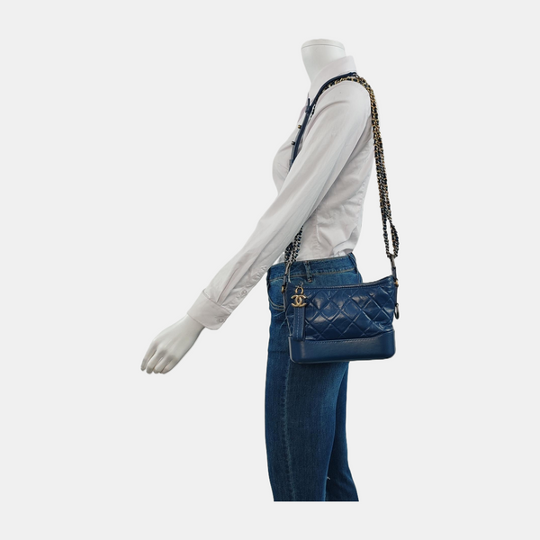 Authenticated pre-owned Gabrielle Small Quilted Calfskin Blue - Crossbody Bag at Looply