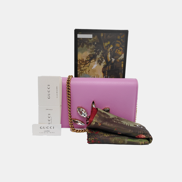 Authenticated pre-owned GG Marmont Mini Calfskin Pink - Crossbody Bag at Looply
