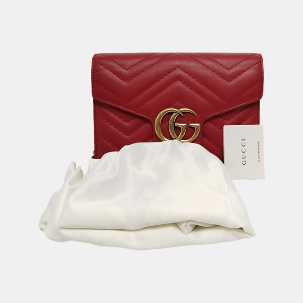 Authenticated pre-owned GG Marmont Mini Calfskin Red - Crossbody Bag at Looply