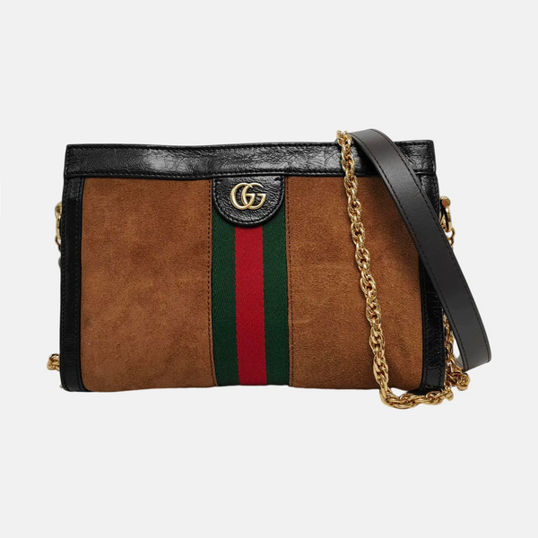 Authenticated pre-owned Ophidia Small Suede Brown - Shoulder Bag at Looply