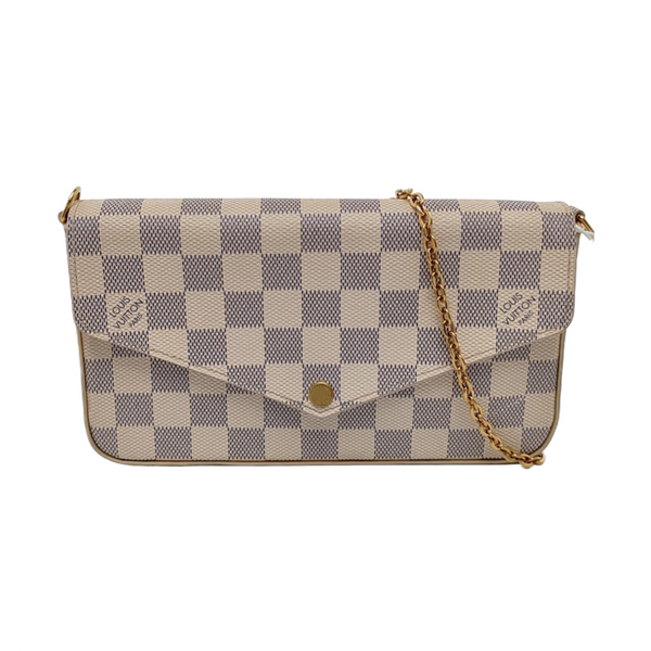 Authenticated pre-owned Félicie Damier Azur Coated Canvas White - Crossbody Bag at Looply