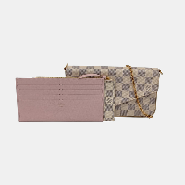 Authenticated pre-owned Félicie Damier Azur Coated Canvas White - Crossbody Bag at Looply