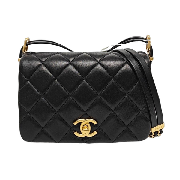 Authenticated pre-owned Classic Flap Quilted Lambskin Black - Crossbody Bag at Looply