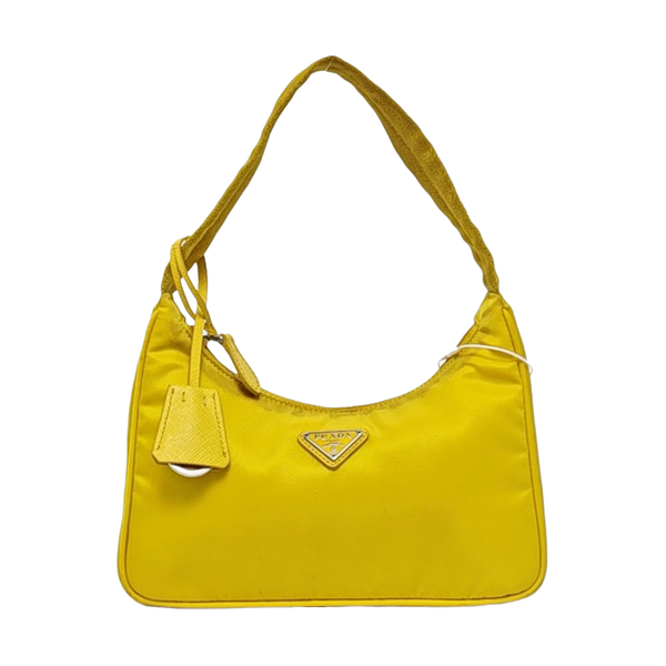 Authenticated pre-owned Re-Edition2000 Mini Nylon Yellow - Top Handle Bag at Looply