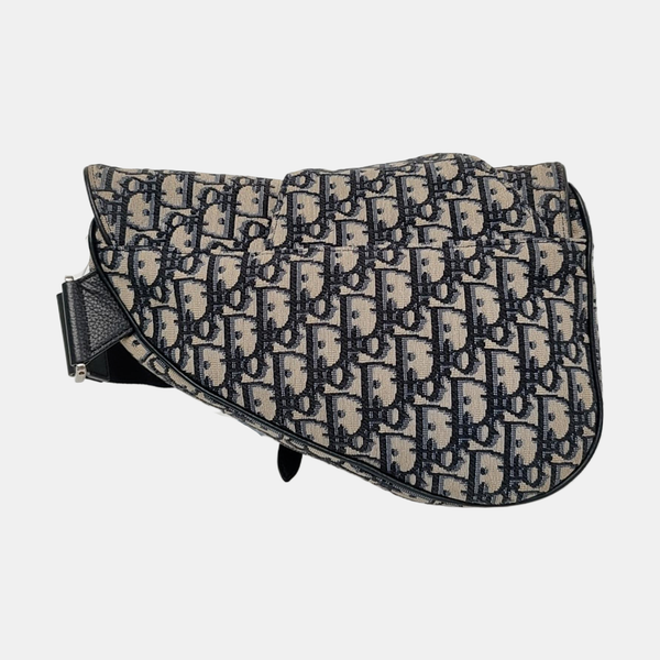 Authenticated pre-owned Saddle Medium Oblique Canvas Blue - Crossbody Bag at Looply
