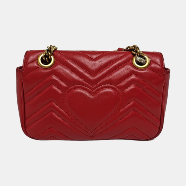 Authenticated pre-owned GG Marmont Small Calfskin Red - Crossbody Bag at Looply