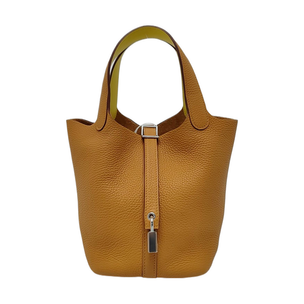 Authenticated pre-owned Picotin Lock 18 Clemence Beige - Top Handle Bag at Looply