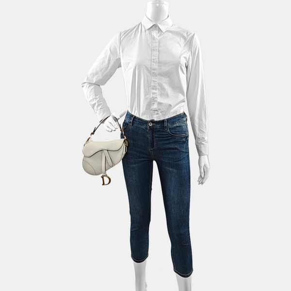 Authenticated pre-owned Saddle Mini Calfskin White - Top Handle Bag at Looply