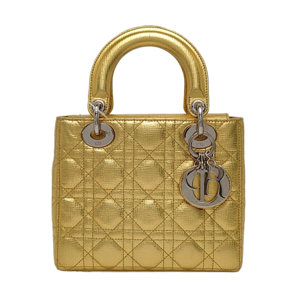 Authenticated pre-owned Lady Dior Small Calfskin Gold - Shoulder Bag at Looply