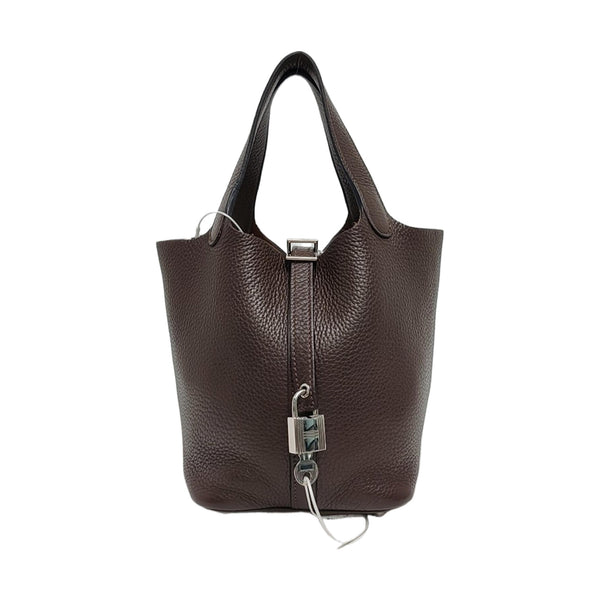 Authenticated pre-owned Picotin Lock 18 Clemence Brown - Top Handle Bag at Looply