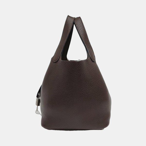 Authenticated pre-owned Picotin Lock 18 Clemence Brown - Top Handle Bag at Looply