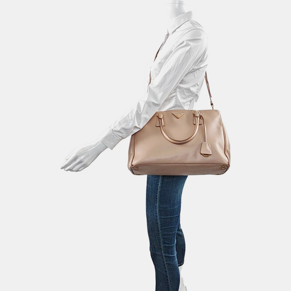 Authenticated pre-owned Galleria Small Calfskin Beige - Shoulder Bag at Looply