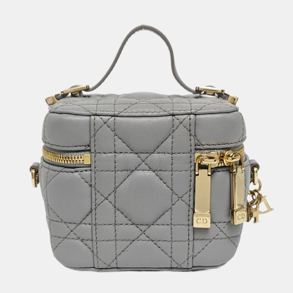 Authenticated pre-owned Lady Dior Super Mini Lambskin Gray - Shoulder Bag at Looply