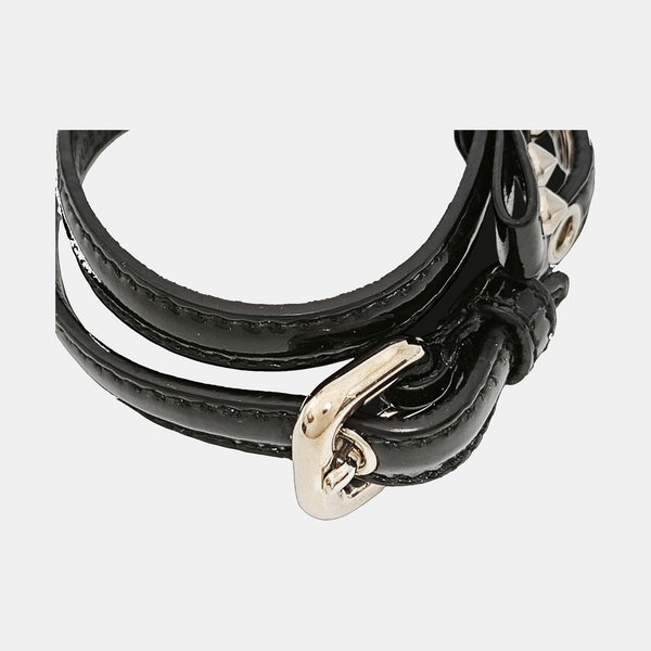 Authenticated pre-owned Leather Metal Black Bracelet - Bracelet at Looply