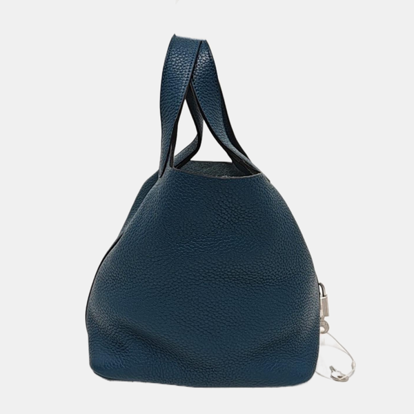 Authenticated pre-owned Picotin Lock 18 Clemence Blue - Top Handle Bag at Looply