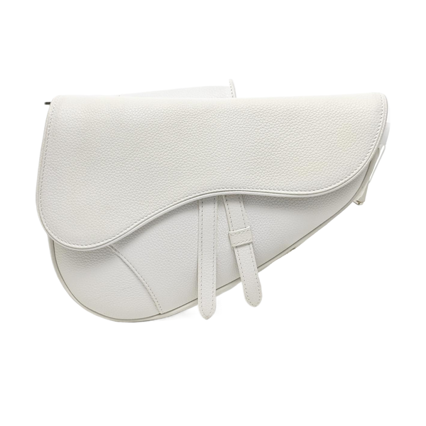 Authenticated pre-owned Saddle Medium Calfskin White - Crossbody Bag at Looply