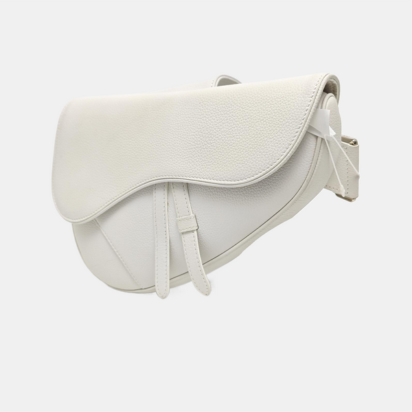 Authenticated pre-owned Saddle Medium Calfskin White - Crossbody Bag at Looply