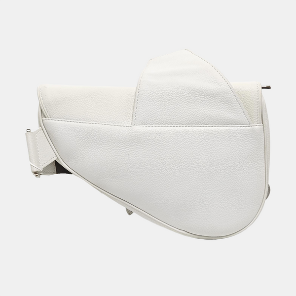 Authenticated pre-owned Saddle Medium Calfskin White - Crossbody Bag at Looply