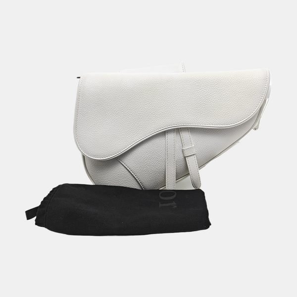 Authenticated pre-owned Saddle Medium Calfskin White - Crossbody Bag at Looply