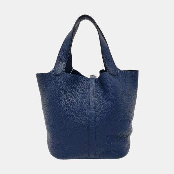 Authenticated pre-owned Picotin Lock 22 Clemence Blue - Top Handle Bag at Looply