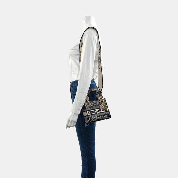 Authenticated pre-owned Lady Dior Mini Canvas Blue - Shoulder Bag at Looply
