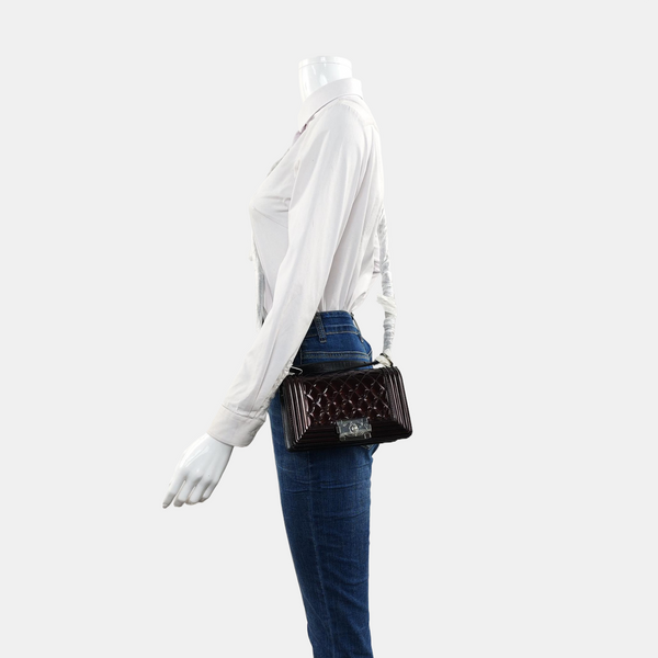 Authenticated pre-owned Boy Chanel Small Quilted Patent Leather Black - Shoulder Bag at Looply